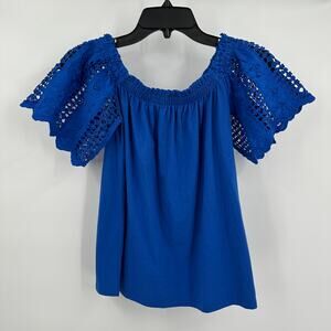 Lilly Pulitzer Womens Off Shoulder Top Size XS Boho Eyelet Festival Coastal